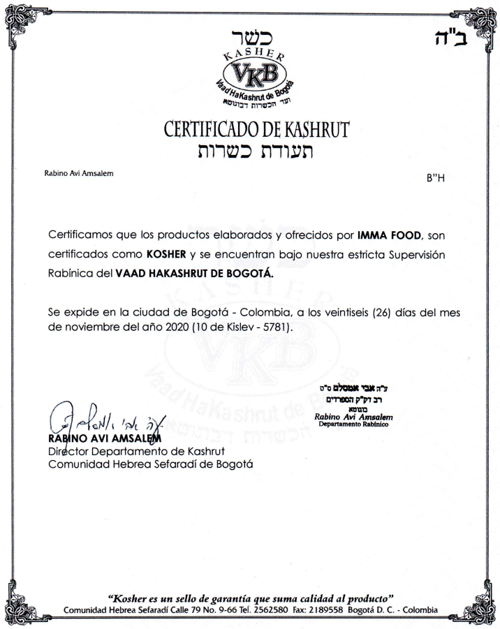 Certificado de Kashrut